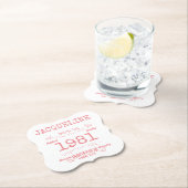 Gepersonaliseerde 40e verjaardag 1981 Roze Witte L Kartonnen Onderzetters (Insitu)