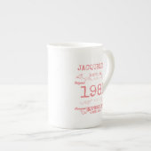 Gepersonaliseerde 40e verjaardag 1981 Roze witte V Porselein Kop (Voorkant rechts)