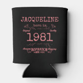 Gepersonaliseerde 40e verjaardag 1981 Roze zwarte Blikjeskoeler (Achterkant)