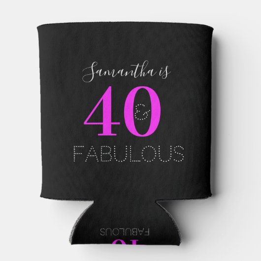 Gepersonaliseerde 40e Verjaardag 40 Fabulous Neon  Blikjeskoeler (Achterkant)