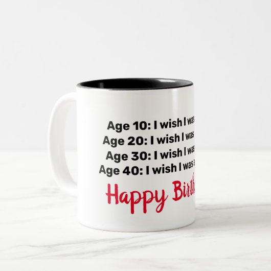 Gepersonaliseerde 40e verjaardag, aangepaste leeft tweekleurige koffiemok (Voorkant links)