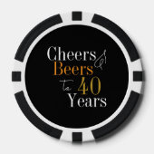 Gepersonaliseerde 40e verjaardag Cheers Beers Zwar Poker Chips (Voorkant)