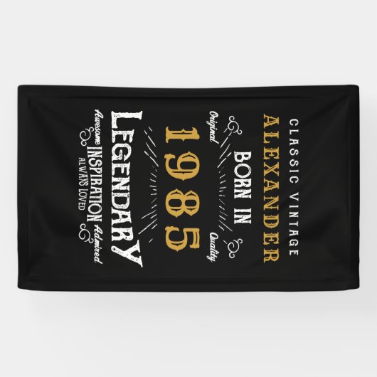 Gepersonaliseerde 40e Verjaardag Geboren 1985  Zwa Spandoek (Horizontaal)