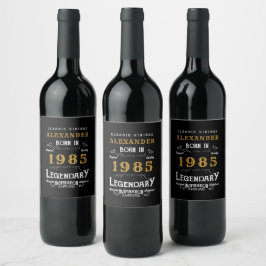 Gepersonaliseerde 40e Verjaardag Geboren 1985  Zwa Wijn Etiket