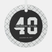 Gepersonaliseerde 40e verjaardag Modern en Elegant Glas Ornament (Voorkant)