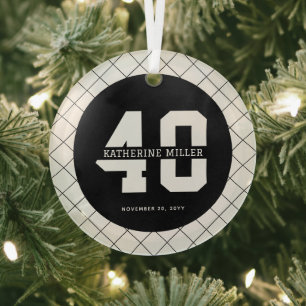 Gepersonaliseerde 40e verjaardag Modern en Elegant Glas Ornament