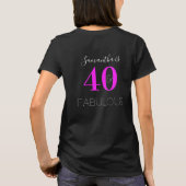 Gepersonaliseerde 40e Verjaardag Neon Pink Black T-shirt (Achterkant)