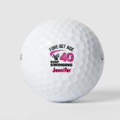 Gepersonaliseerde 40e verjaardag – Pink Fore-get L Golfballen (Voorkant)