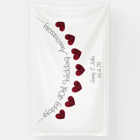 Gepersonaliseerde 40th Ruby Wedding Jubileum banne Spandoek (Verticaal)