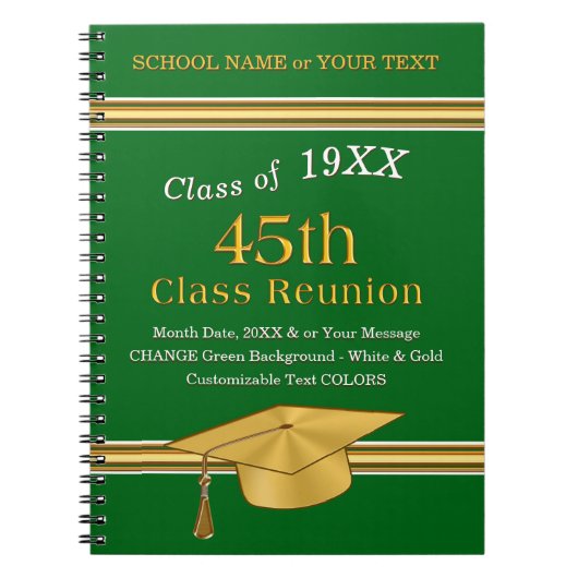Gepersonaliseerde, 45e klasse reunion-cadeaus, gro notitieboek (Voorkant)