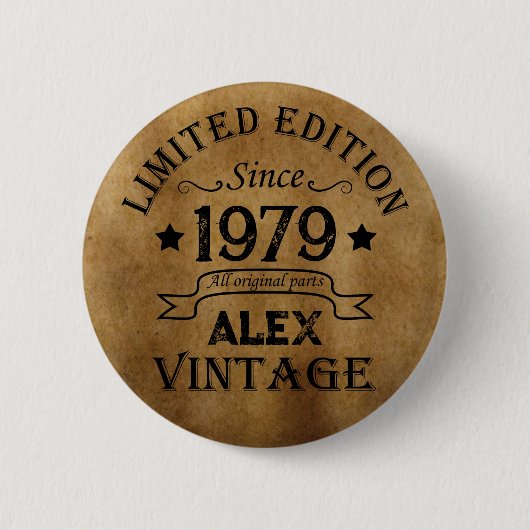 Gepersonaliseerde  45e verjaardagscadeaus ronde button 5,7 cm (Voorkant)