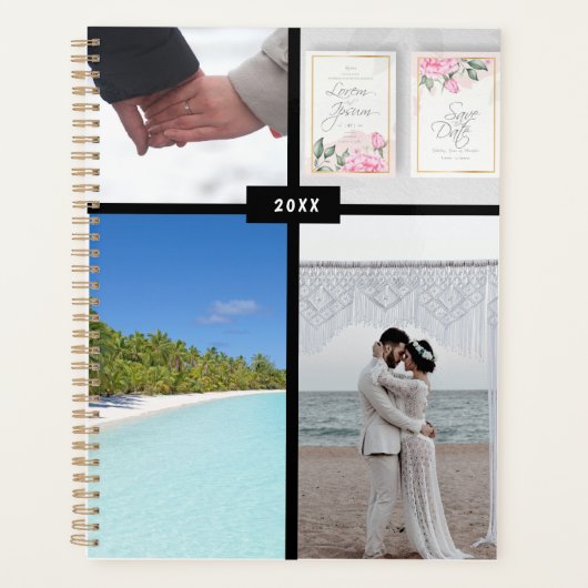 Gepersonaliseerde 4-Afbeelding gedateerde weddingp Planner (Voorkant)
