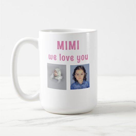 Gepersonaliseerde 4-Afbeelding We Love You MIMI Koffiemok (Links)