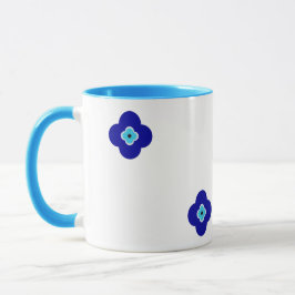 Gepersonaliseerde 4-foto Blue Evil Eye Floral Amul Mok