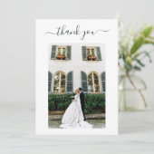 Gepersonaliseerde 4 foto bruiloft Bedankt Script K Kaart (Staand voorkant)