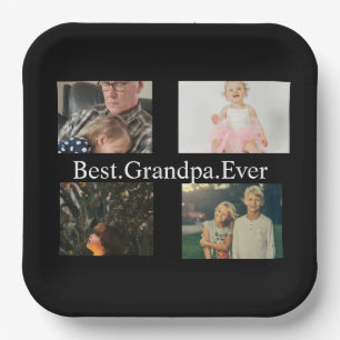 Gepersonaliseerde 4 foto collage beste opa ooit papieren bordje