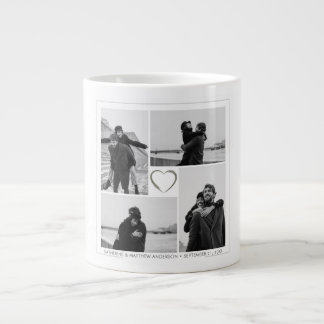 Gepersonaliseerde 4 foto collage bruiloft Jubileum Grote Koffiekop