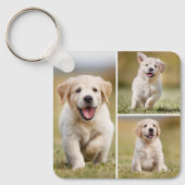 Gepersonaliseerde 4 Foto Collage Custom Hond Pet P Sleutelhanger (Voorkant)