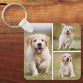 Gepersonaliseerde 4 Foto Collage Custom Hond Pet P Sleutelhanger (Voorkant)