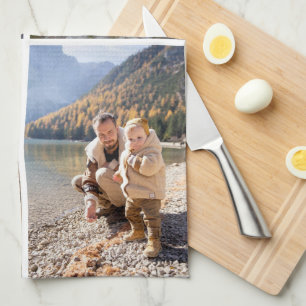 Gepersonaliseerde 4 Foto Collage Keuken Handdoeken