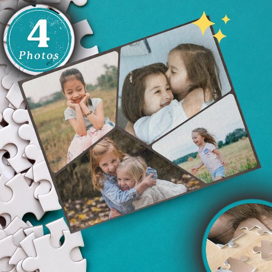 Gepersonaliseerde 4-foto collage puzzel | Aangepas