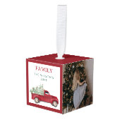 Gepersonaliseerde 4 Foto Familie Collage Kerstboom Decoratie (Voorkant hoekig)