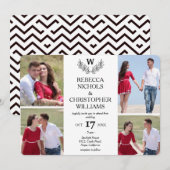 Gepersonaliseerde 4 foto Laurel Monogrammed bruilo Kaart (Voorkant / Achterkant)