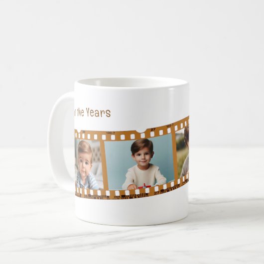 Gepersonaliseerde 4-foto oude film strip tijdlijn  koffiemok (Voorkant links)