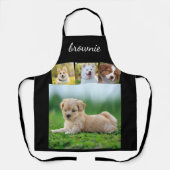 Gepersonaliseerde 4-foto wit zwart script naam Sch Schort (Voorkant)