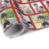 Gepersonaliseerde 4 Fotocollage Custom Christmas Cadeaupapier (Rol Hoek)