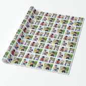 Gepersonaliseerde 4 Fotocollage Custom Christmas Cadeaupapier (Uitgerold)