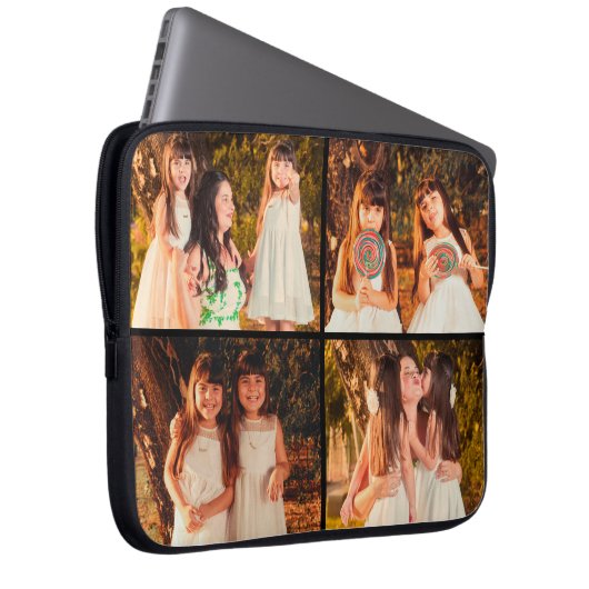 Gepersonaliseerde 4 Fotocollage Electronics Bag Laptop Sleeve (Voorkant Rechts)