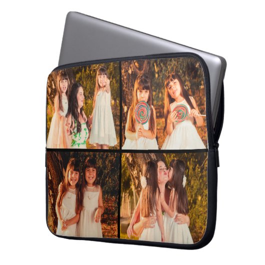 Gepersonaliseerde 4 Fotocollage Electronics Bag Laptop Sleeve (Voorkant Links)