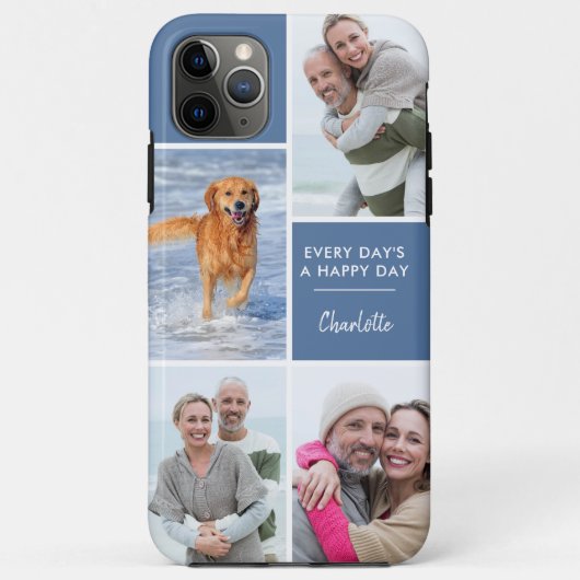 Gepersonaliseerde 4 fotocollage positief citaat bl Case-Mate iPhone case (Achterkant)