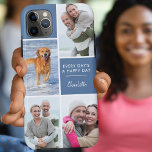 Gepersonaliseerde 4 fotocollage positief citaat bl Case-Mate iPhone case<br><div class="desc">Gepersonaliseerde telefoonhoes voor iphone 11 pro max en vele andere modellen. Het ontwerp heeft een aangepaste fotocollage met 4 van uw favoriete foto's, jouw naam en de formulering "Elke dag is een gelukkige dag". De fotosjabloon staat klaar voor u om uw foto's toe te voegen en werkt met de klok...</div>