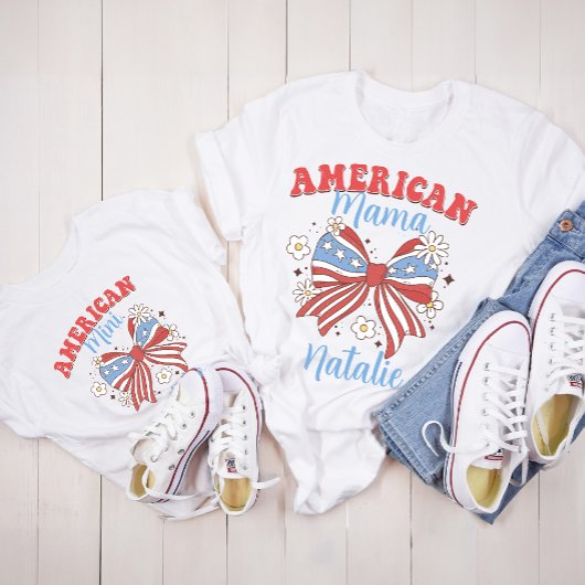 Gepersonaliseerde 4 juli Girly Mama Mini Coquette T-shirt