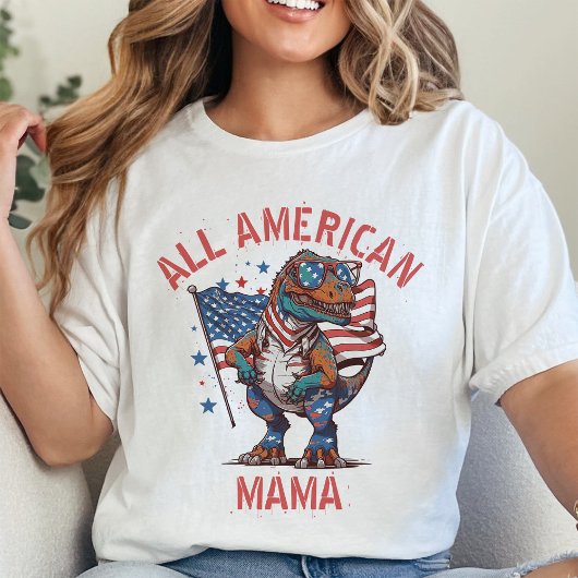 Gepersonaliseerde 4 juli Patriot Dinosaurus Matchi T-shirt