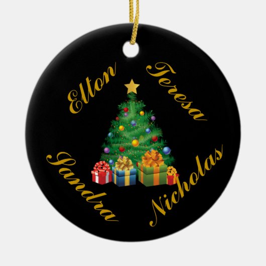 GEPERSONALISEERDE (4 NAMEN) GEZINSORNAMENT KERAMISCH ORNAMENT (Voorkant)