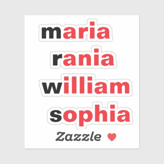 Gepersonaliseerde 4 Namen, Nieuwigheid Fun Gift St Sticker (Vel)