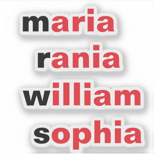 Gepersonaliseerde 4 Namen, Nieuwigheid Fun Gift St Sticker (Voorkant)