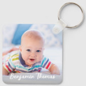 Gepersonaliseerde 4 Photo Collage Custom Modern Ba Sleutelhanger (Achterkant)