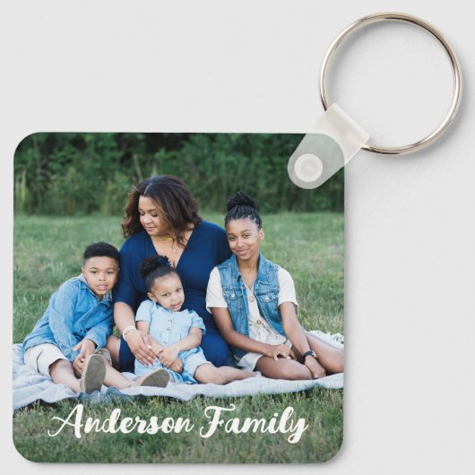 Gepersonaliseerde 4 Photo Collage Custom Modern Fa Sleutelhanger (Achterkant)