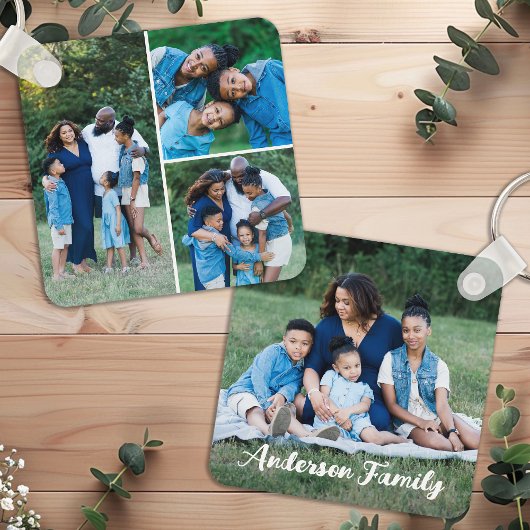 Gepersonaliseerde 4 Photo Collage Custom Modern Fa Sleutelhanger