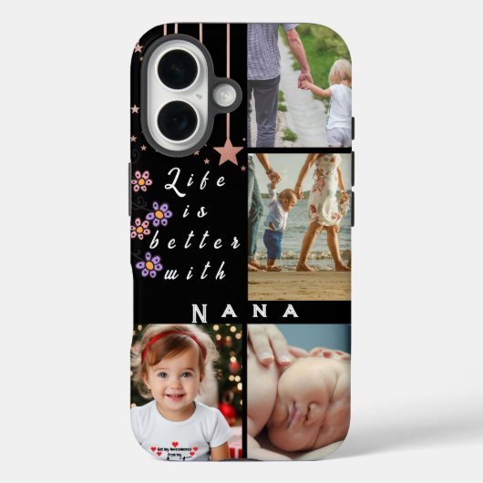 Gepersonaliseerde 4 Photo Collage Leven is beter N Case-Mate iPhone Case (Achterkant)