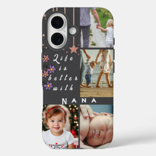 Gepersonaliseerde 4 Photo Collage Leven is beter N iPhone 16 Hoesje