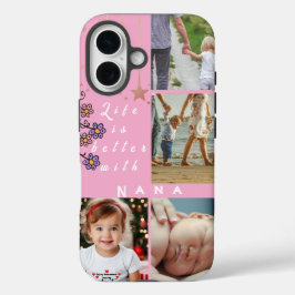 Gepersonaliseerde 4 Photo Collage Leven is beter N iPhone 16 Hoesje