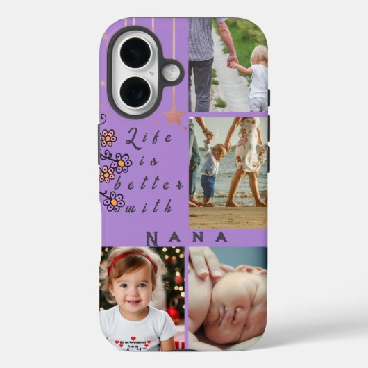 Gepersonaliseerde 4 Photo Collage Leven is beter N Case-Mate iPhone Case (Achterkant)
