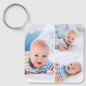 Gepersonaliseerde 4 Photo Collage Modern Pasgebore Sleutelhanger (Voorkant)