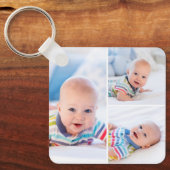 Gepersonaliseerde 4 Photo Collage Modern Pasgebore Sleutelhanger (Voorkant)