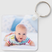 Gepersonaliseerde 4 Photo Collage Modern Pasgebore Sleutelhanger (Achterkant)